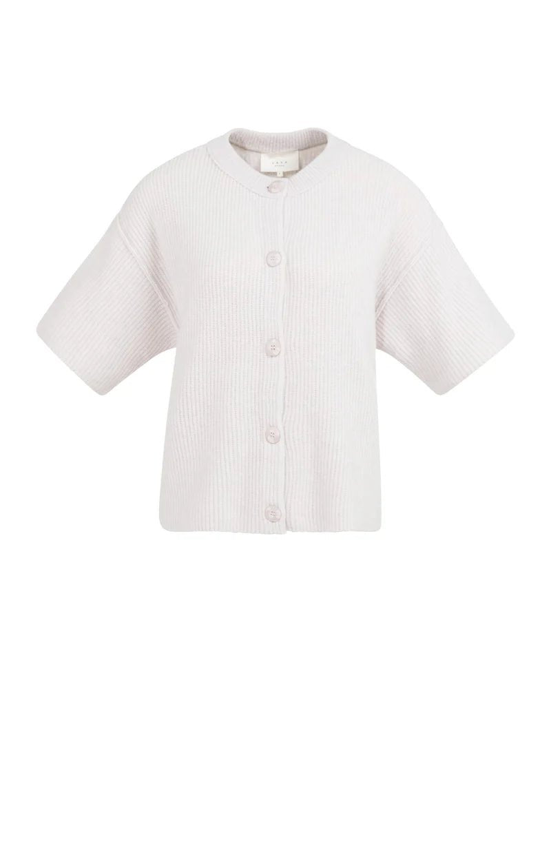 picture of Yaya Knitted Cardigan with Wide Short Sleeves & Buttons - Lilac Grey - Number Two - womens - fashion - Yaya 6