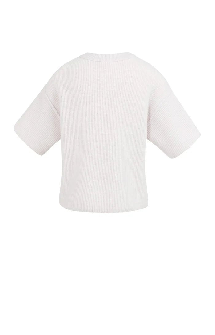 picture of Yaya Knitted Cardigan with Wide Short Sleeves & Buttons - Lilac Grey - Number Two - womens - fashion - Yaya 7