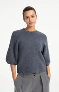 picture of Yaya Knitted Sweater With Ballon Sleeves- Artic Seal Grey Melange - Number Two - womens - fashion - clothing - Yaya 1