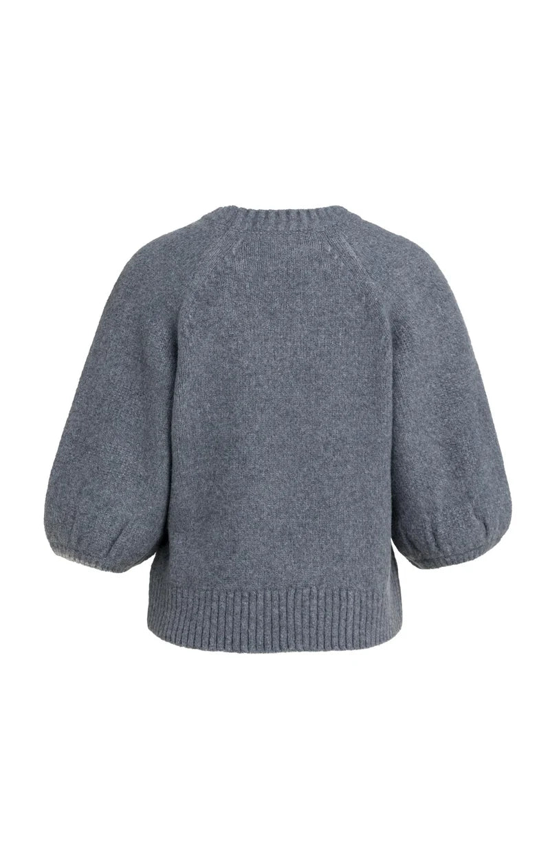 picture of Yaya Knitted Sweater With Ballon Sleeves- Artic Seal Grey Melange - Number Two - womens - fashion - clothing - Yaya 7