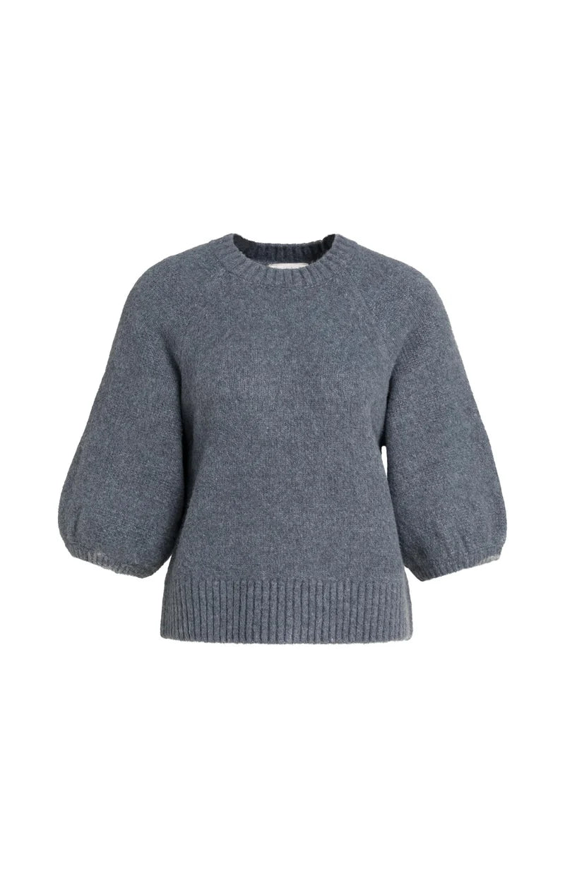 picture of Yaya Knitted Sweater With Ballon Sleeves- Artic Seal Grey Melange - Number Two - womens - fashion - clothing - Yaya 2