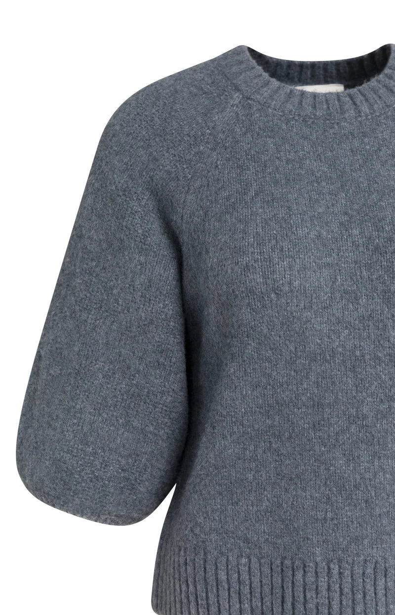 picture of Yaya Knitted Sweater With Ballon Sleeves- Artic Seal Grey Melange - Number Two - womens - fashion - clothing - Yaya 8