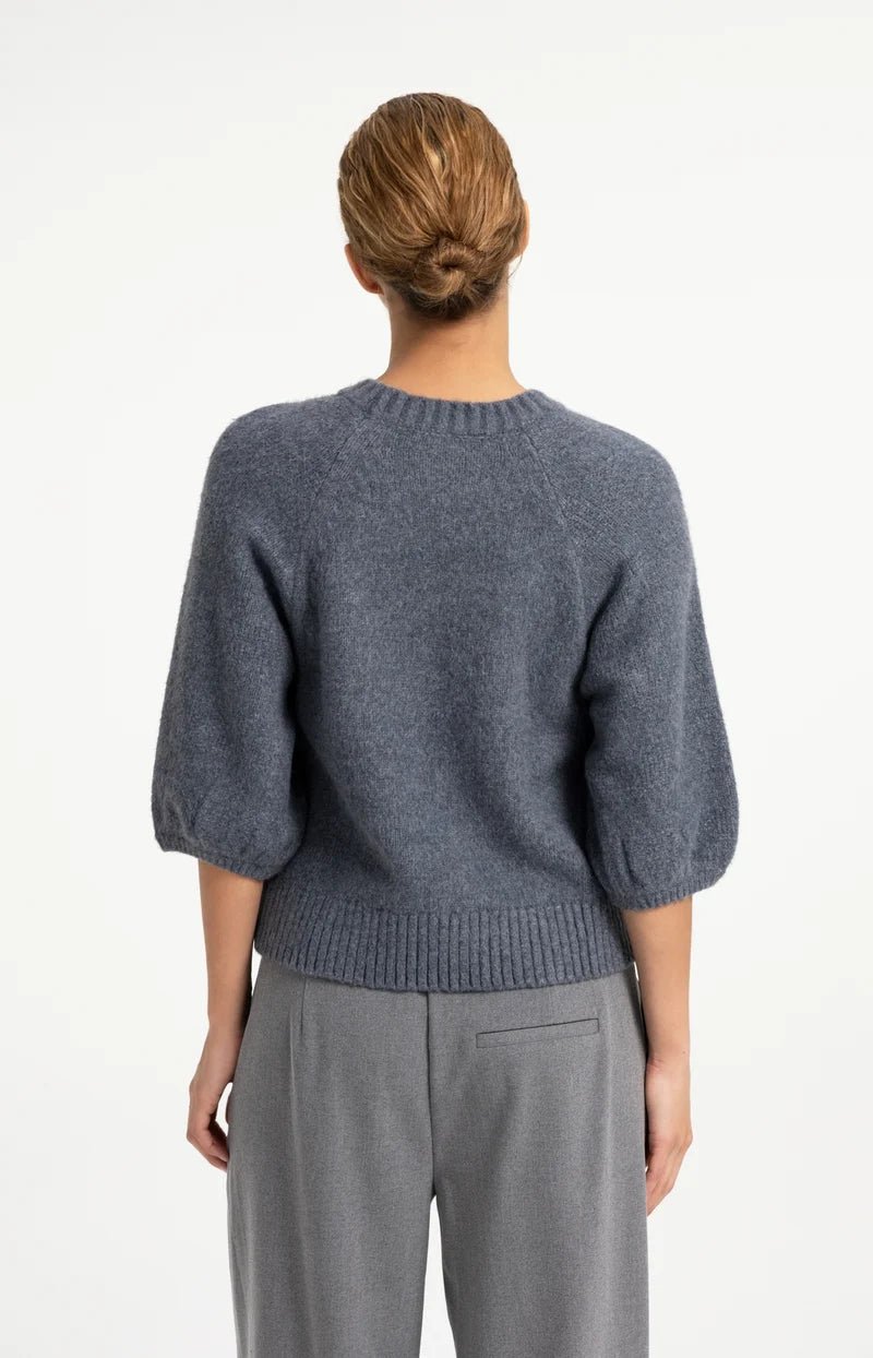 picture of Yaya Knitted Sweater With Ballon Sleeves- Artic Seal Grey Melange - Number Two - womens - fashion - clothing - Yaya 3