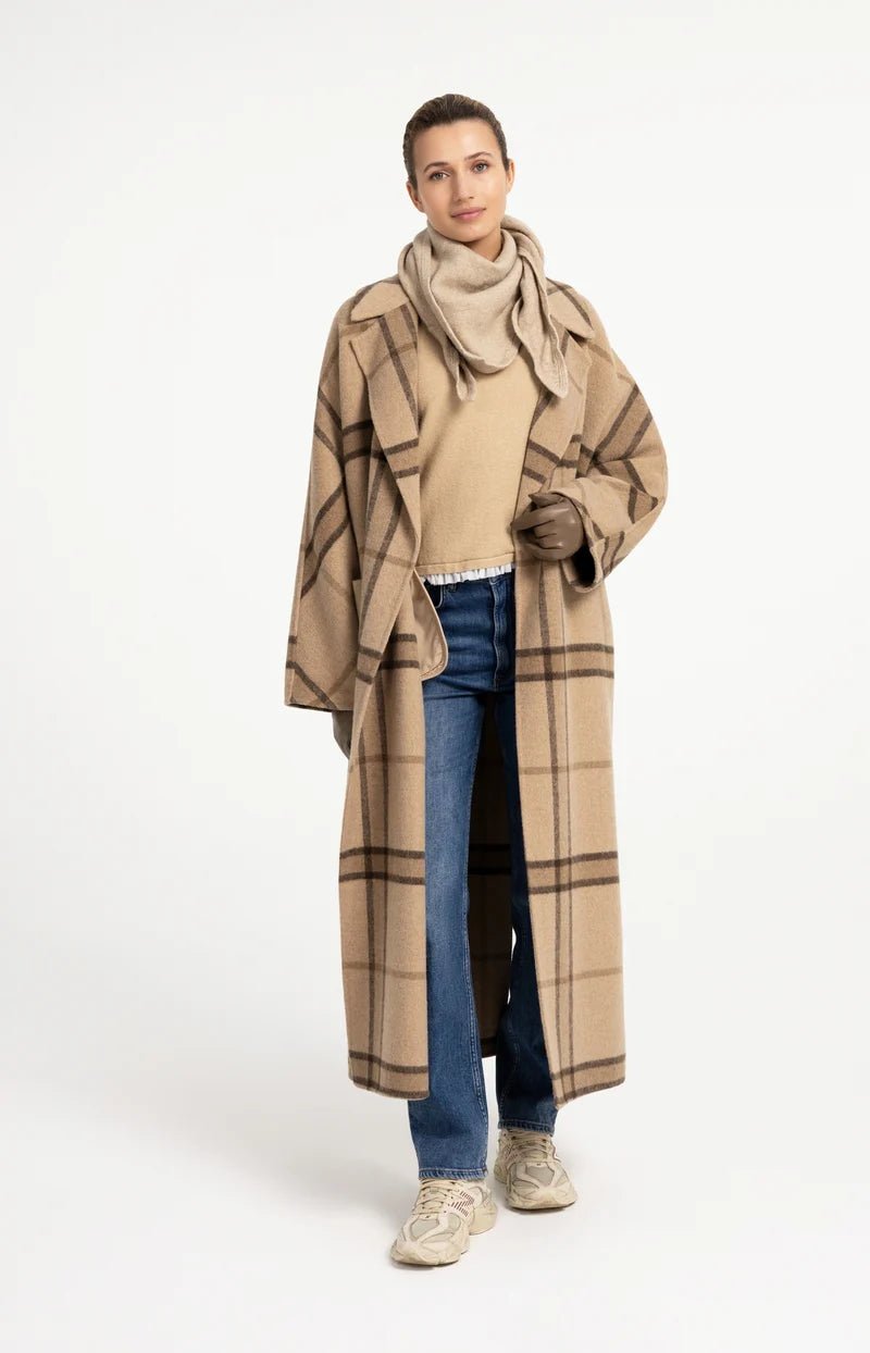 picture of Yaya Knitted Triangle Scarf - Pure Cashmere Grey Melange - Number Two - womens - fashion - accessories - Yaya 4