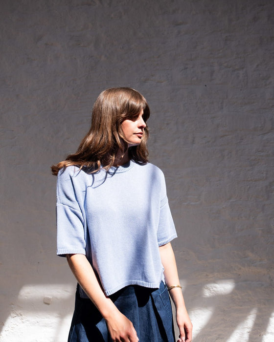 Bibico Lisa Boxy Knitted Top Blue Melange