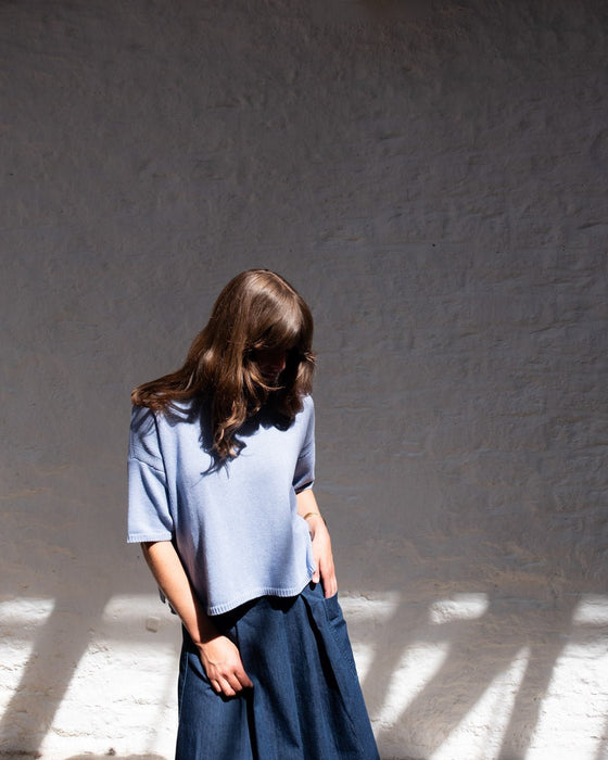 Bibico Lisa Boxy Knitted Top Blue Melange