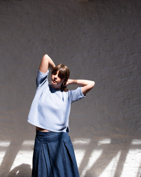 Bibico Lisa Boxy Knitted Top Blue Melange