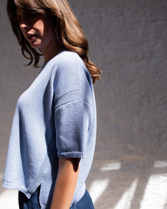Bibico Lisa Boxy Knitted Top Blue Melange