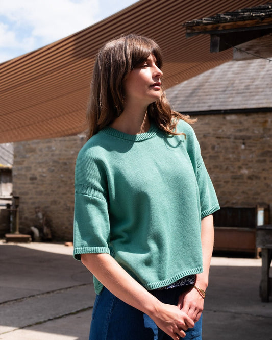 Bibico Lisa Boxy Knitted Top Soft Green