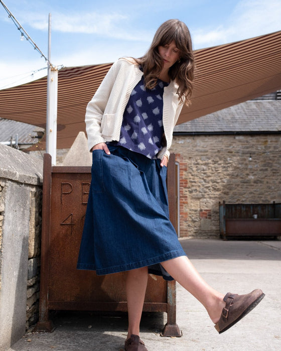 Bibico Elsie Midi Skirt Mid Weight Denim