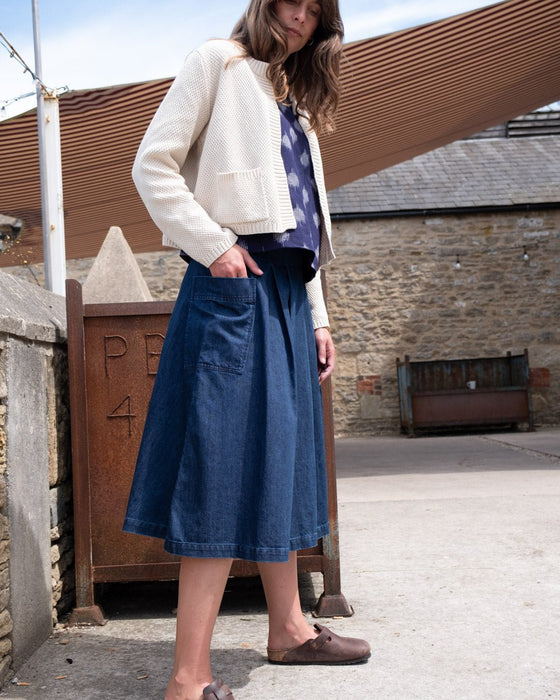 Bibico Elsie Midi Skirt Mid Weight Denim