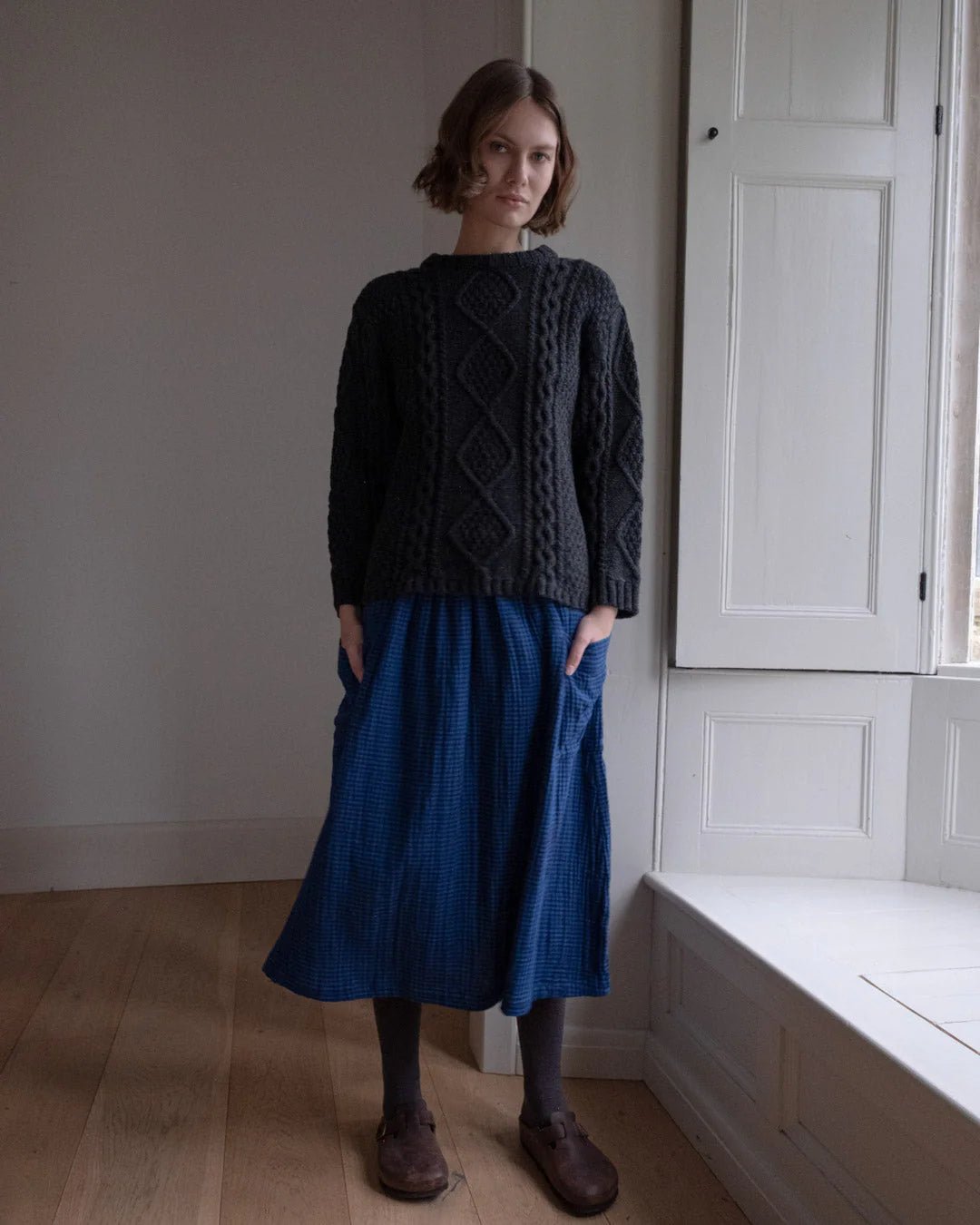 picture of Bibico Nora Skirt - Petrol Check - Number Two - womens - fashion - clothing - Bibico 3