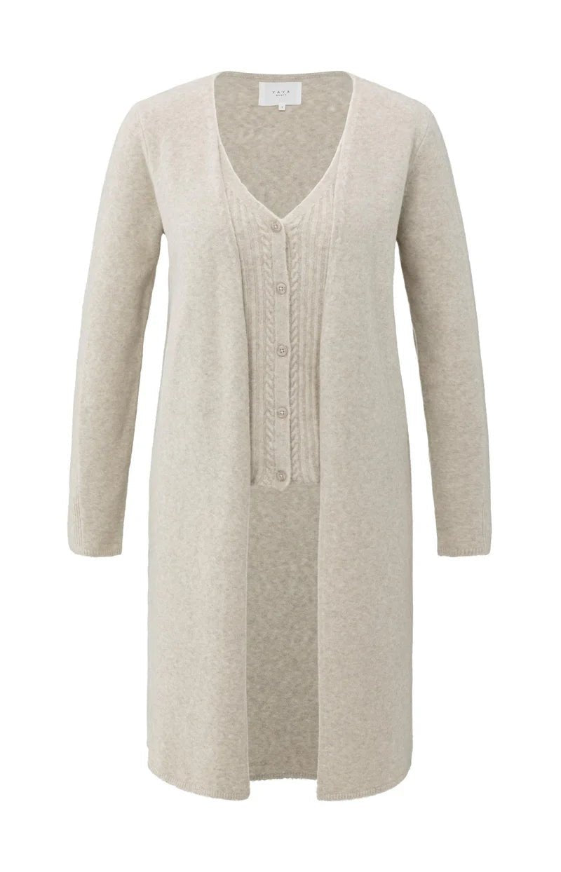 picture of Yaya Long Cardigan with Gilet - Cloud Grey Melange - Number Two - womens - fashion - clothing - Yaya 7