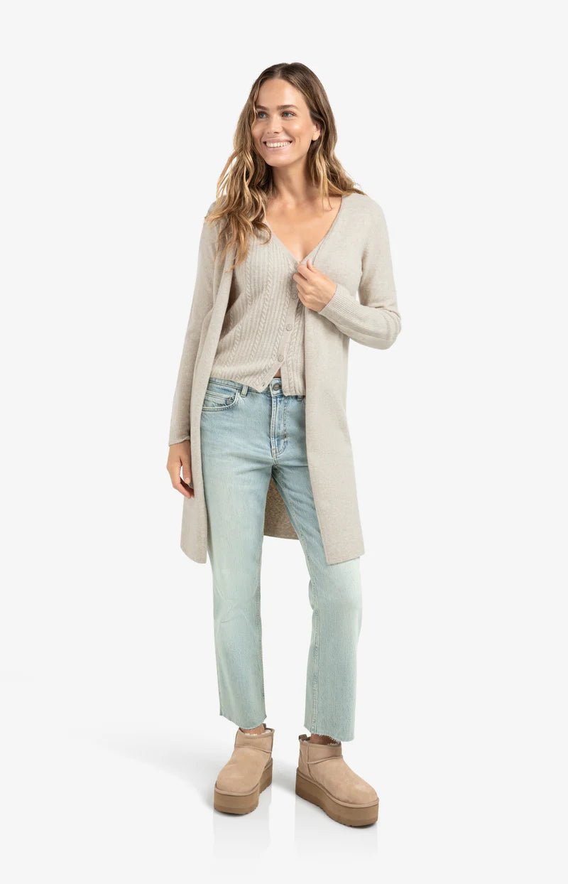 picture of Yaya Long Cardigan with Gilet - Cloud Grey Melange - Number Two - womens - fashion - clothing - Yaya 3