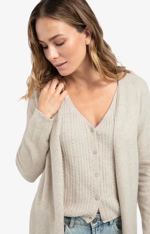 picture of Yaya Long Cardigan with Gilet - Cloud Grey Melange - Number Two - womens - fashion - clothing - Yaya 2