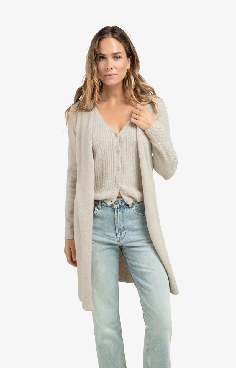 picture of Yaya Long Cardigan with Gilet - Cloud Grey Melange - Number Two - womens - fashion - clothing - Yaya 1