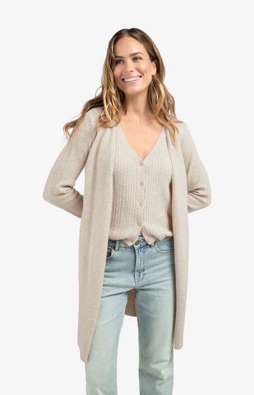 picture of Yaya Long Cardigan with Gilet - Cloud Grey Melange - Number Two - womens - fashion - clothing - Yaya 5