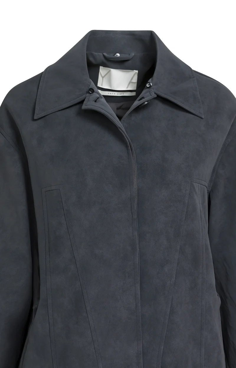 picture of Yaya Oversized Long Faux Suede Coat With Detachable Collar - Hole Black - Number Two - womens - fashion - clothing - Yaya 15