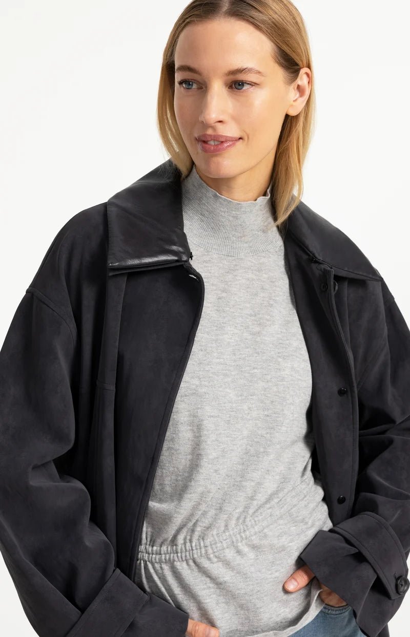 picture of Yaya Oversized Long Faux Suede Coat With Detachable Collar - Hole Black - Number Two - womens - fashion - clothing - Yaya 8