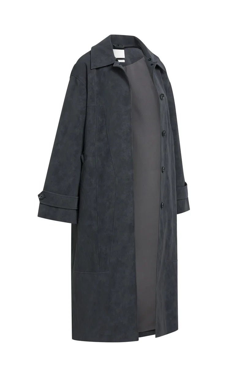 picture of Yaya Oversized Long Faux Suede Coat With Detachable Collar - Hole Black - Number Two - womens - fashion - clothing - Yaya 13