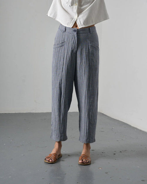 picture of Bibico Lorren Trousers - Navy Check - Number Two - womens - fashion - clothing - Bibico 1