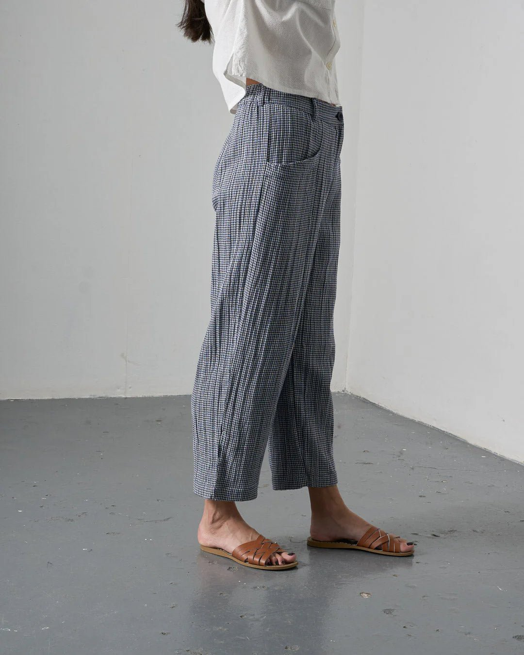 picture of Bibico Lorren Trousers - Navy Check - Number Two - womens - fashion - clothing - Bibico 3