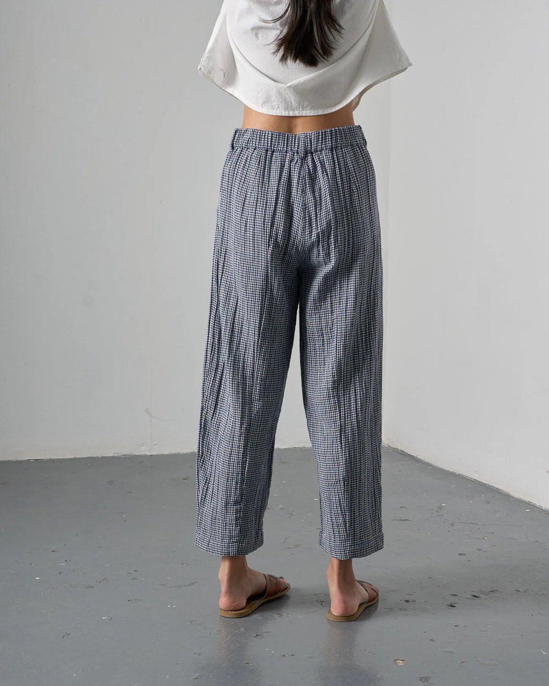 picture of Bibico Lorren Trousers - Navy Check - Number Two - womens - fashion - clothing - Bibico 2