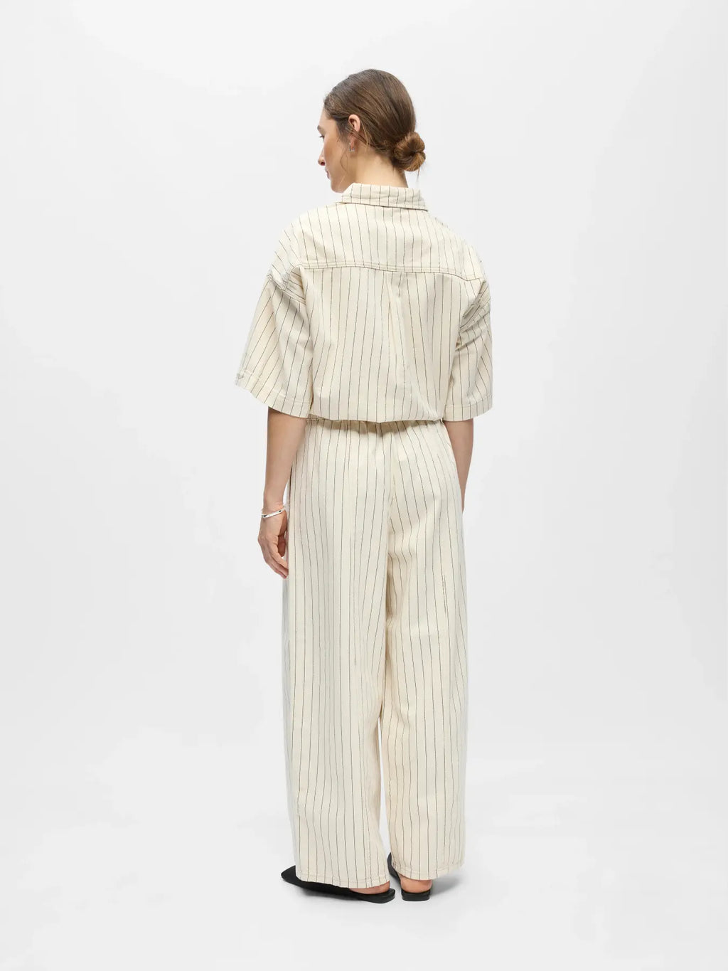 picture of Object Cally Stripe Trouser - Birch/Black - Number Two - womens - fashion - clothing - Object 4