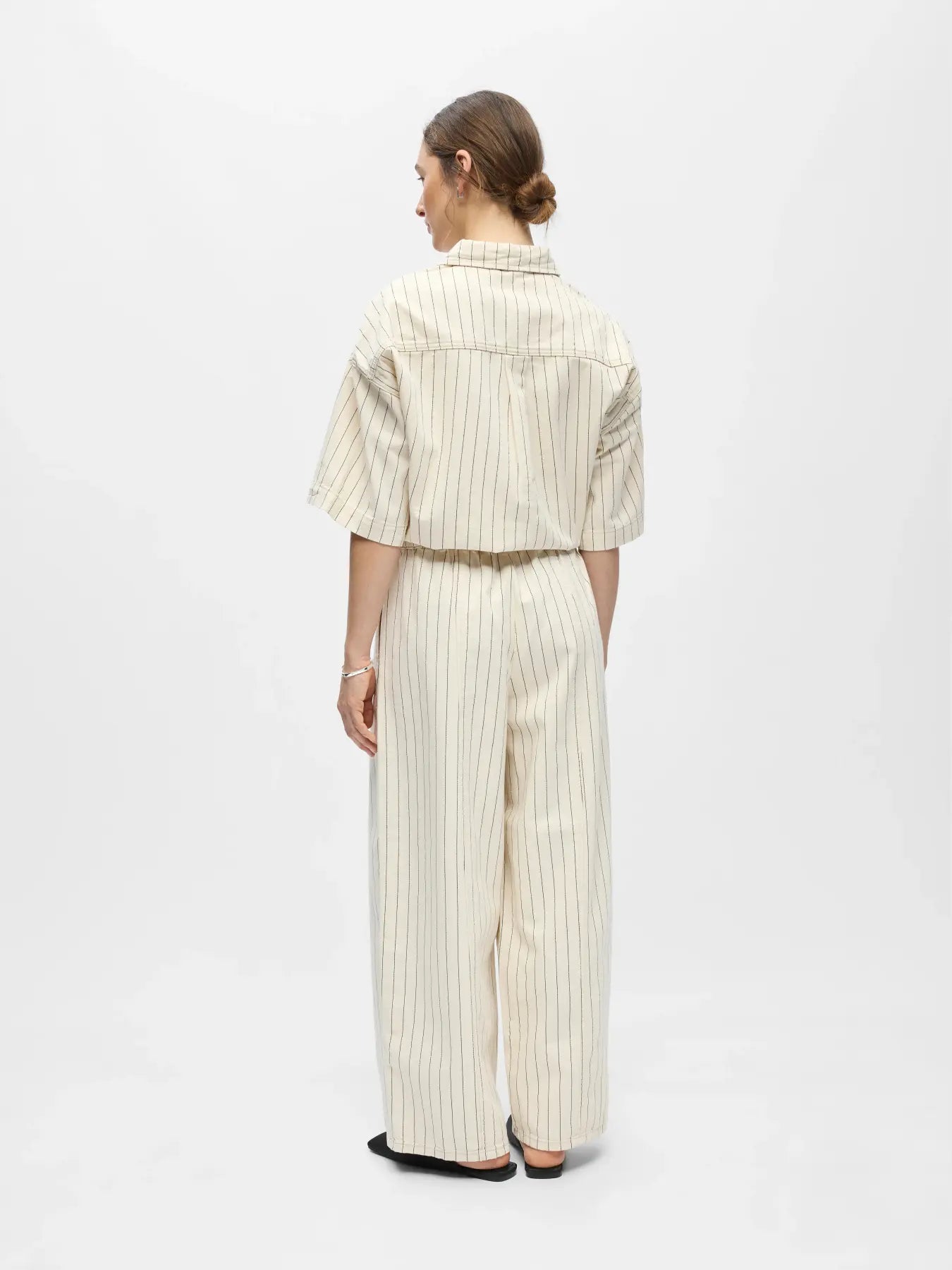 picture of Object Cally Stripe Trouser - Birch/Black - Number Two - womens - fashion - clothing - Object 4