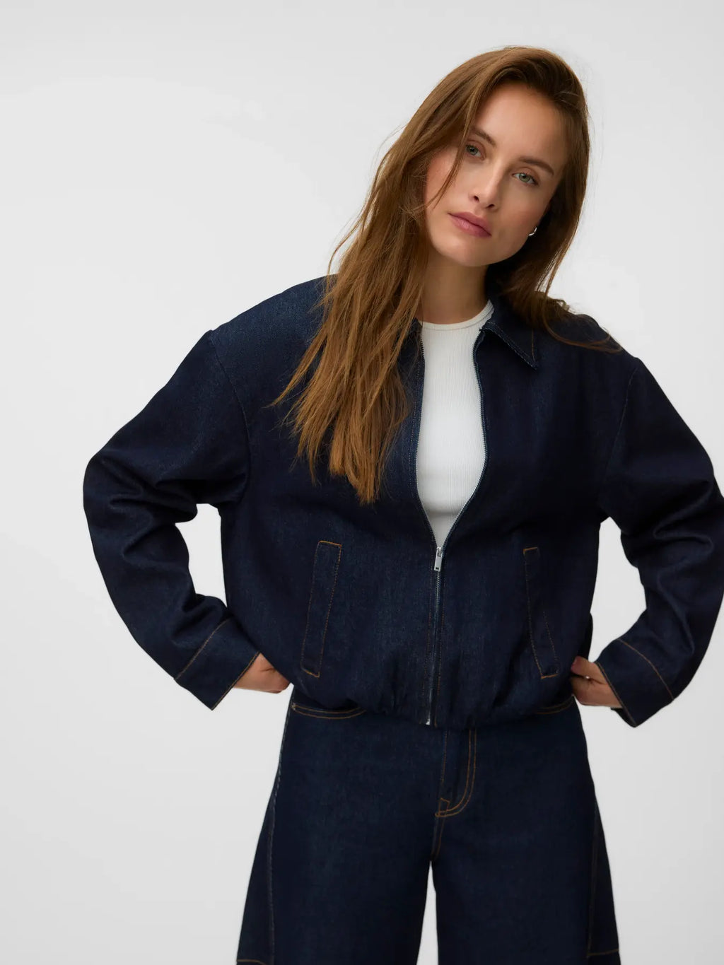 Aware Berry Bomber Denim Jacket - Dark Blue