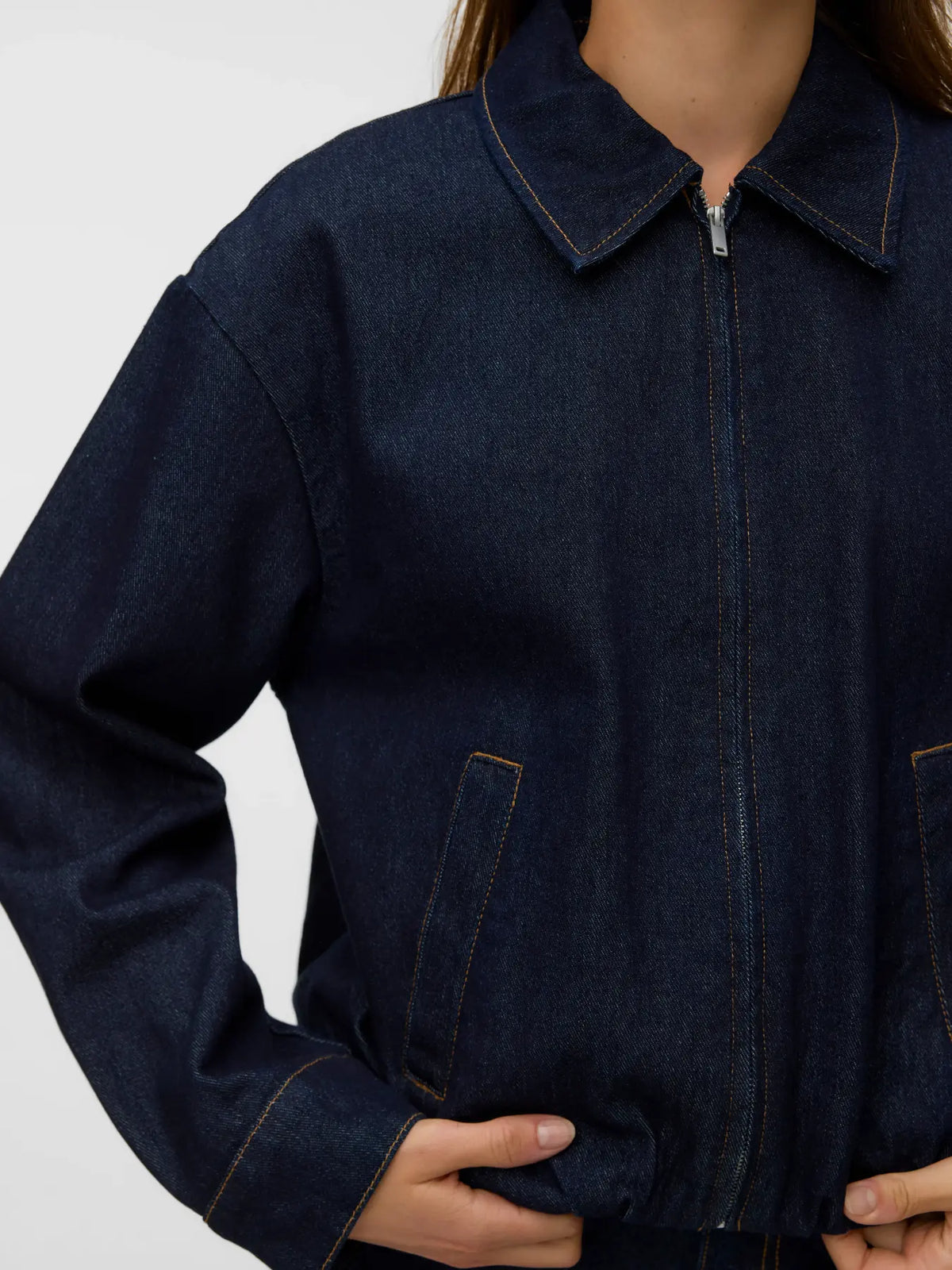 Aware Berry Bomber Denim Jacket - Dark Blue