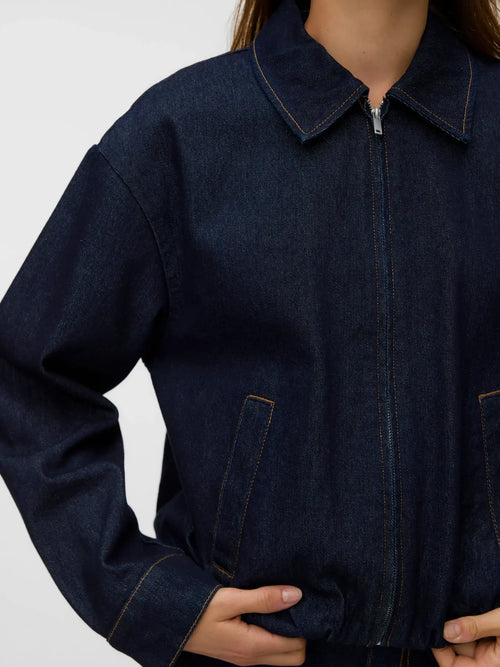 Aware Berry Bomber Denim Jacket - Dark Blue
