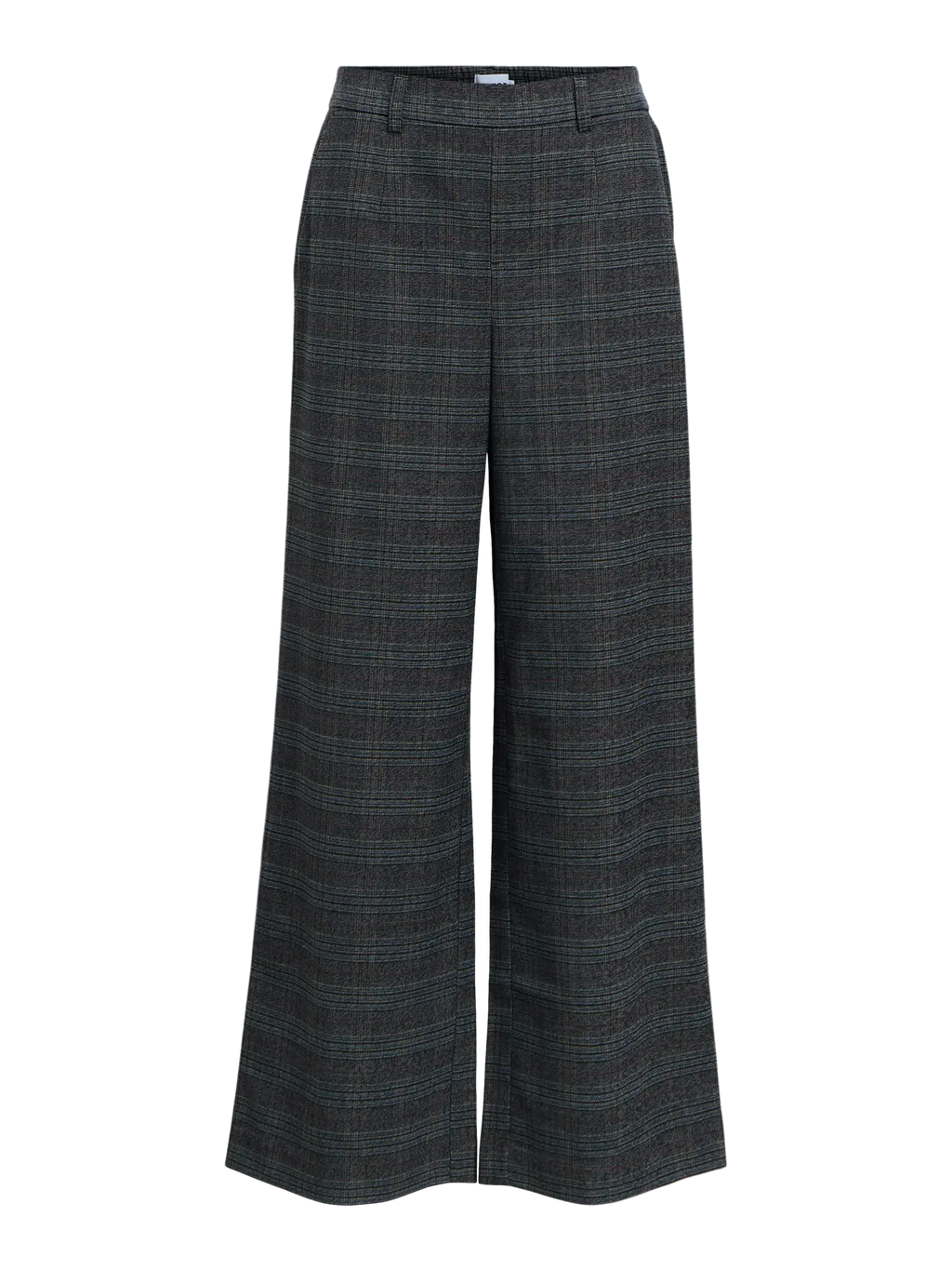 Object Lisa Wide Trouser - Check Dark Grey Melange/Blue Brown