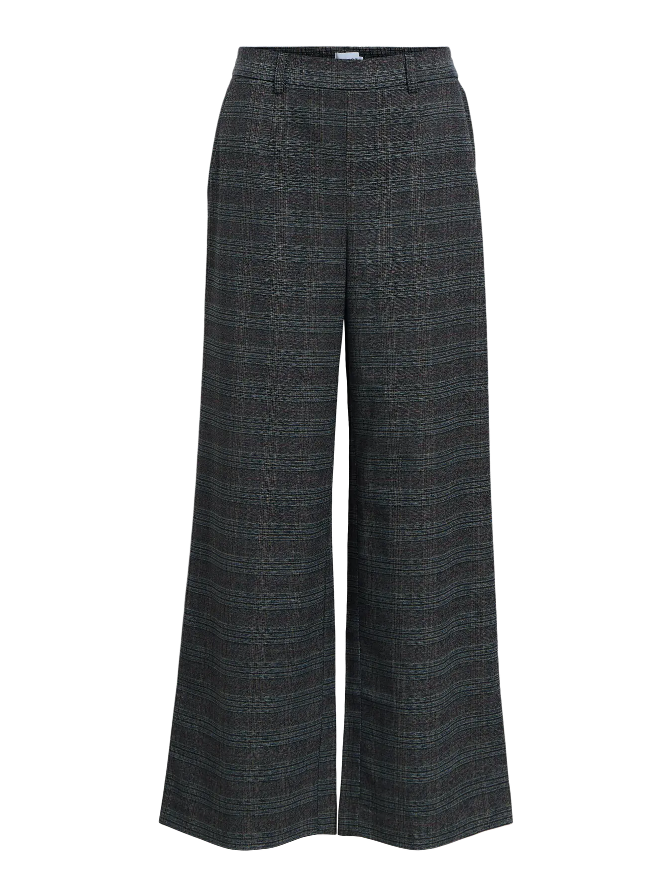Object Lisa Wide Trouser - Check Dark Grey Melange/Blue Brown