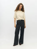 Object Lisa Wide Trouser - Check Dark Grey Melange/Blue Brown