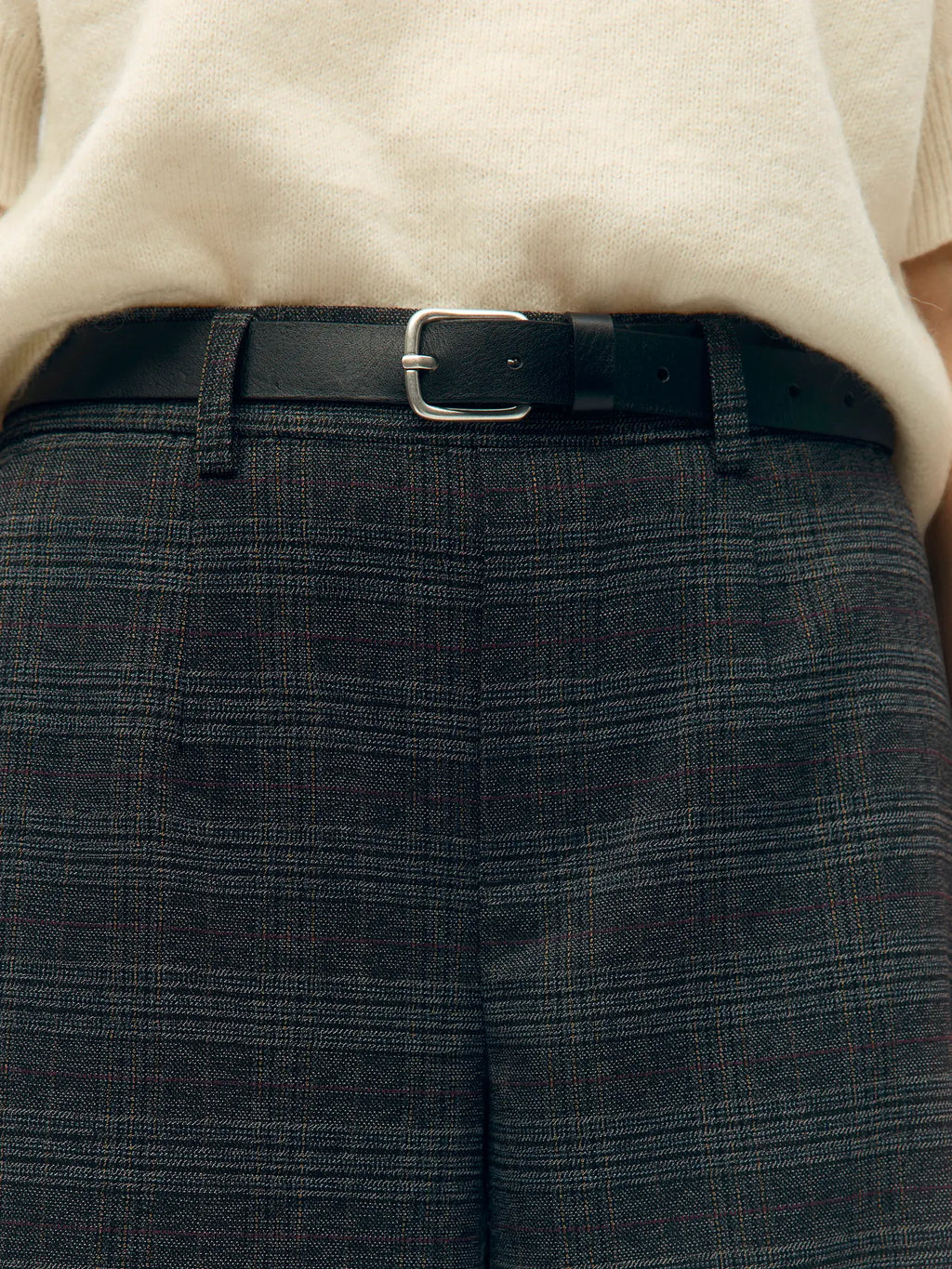 Object Lisa Wide Trouser - Check Dark Grey Melange/Blue Brown
