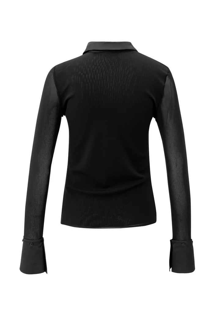 picture of Yaya Mesh Top with Removable Cuffs/Collar - Black - Number Two - womens - fashion - clothing - Yaya 3