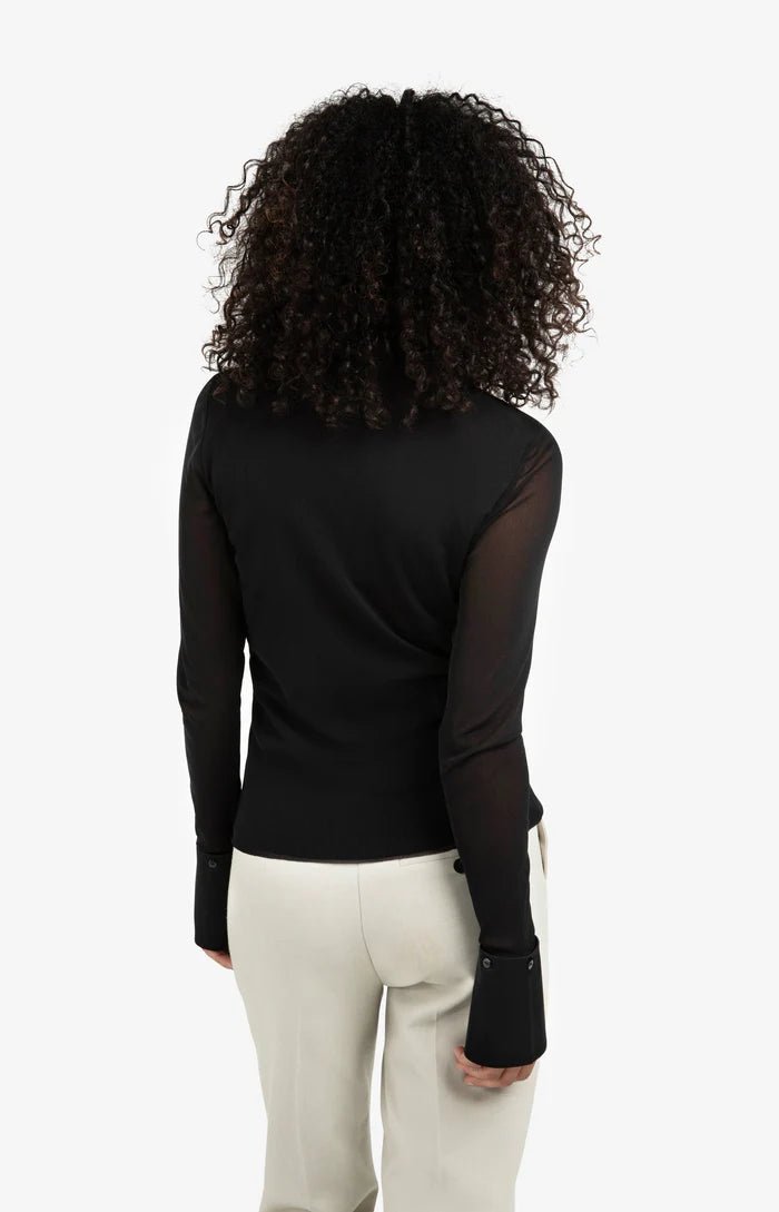 picture of Yaya Mesh Top with Removable Cuffs/Collar - Black - Number Two - womens - fashion - clothing - Yaya 6