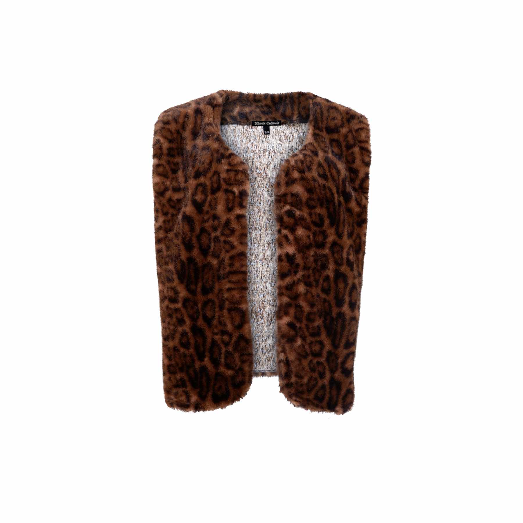 picture of Black Colour SHANTI FUR Vest - Brown Leo - Number Two - womens - fashion - clothing - Black Colour 2