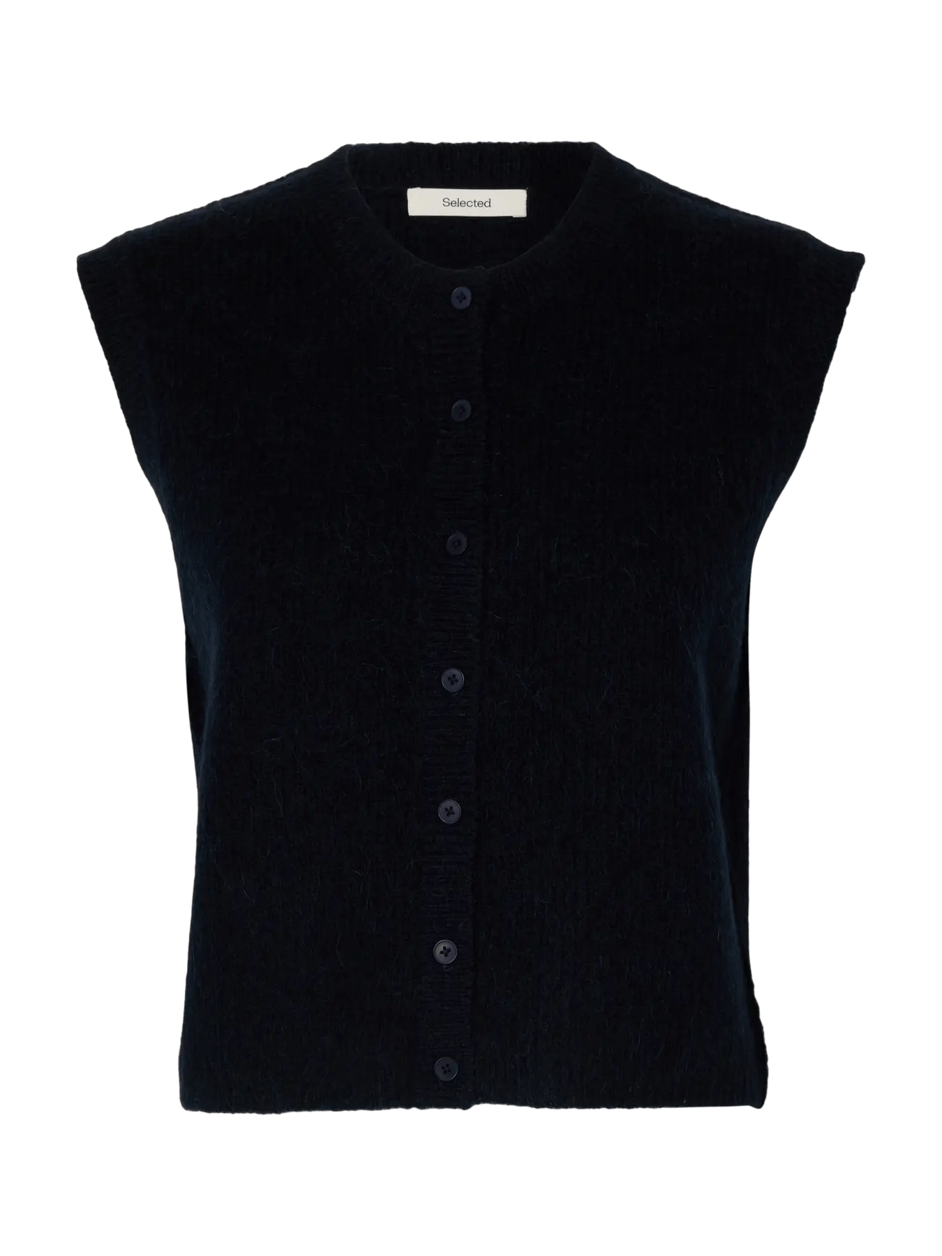 picture of Selected Lulu Button O - Neck Vest Noos - Dark Sapphire - Melange - Number Two - womens - Selected Femme 6