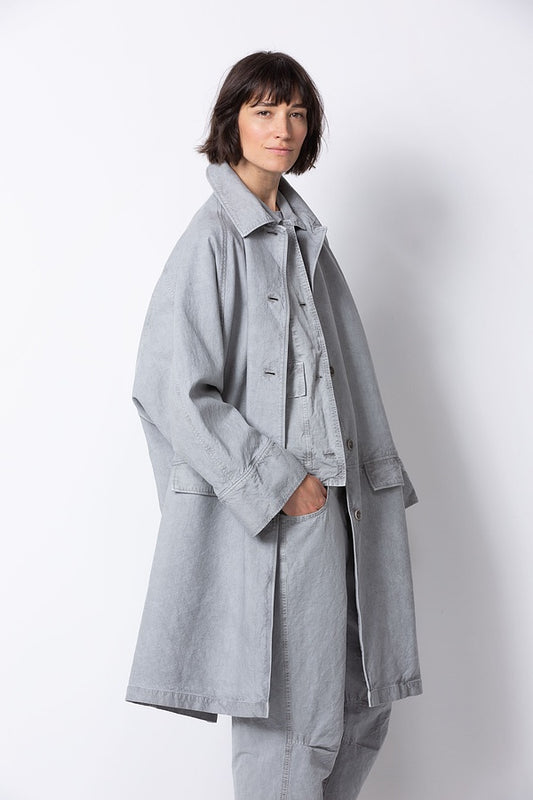 Oska Coat 502 Knee-length Coat Crinkled Twill Glass