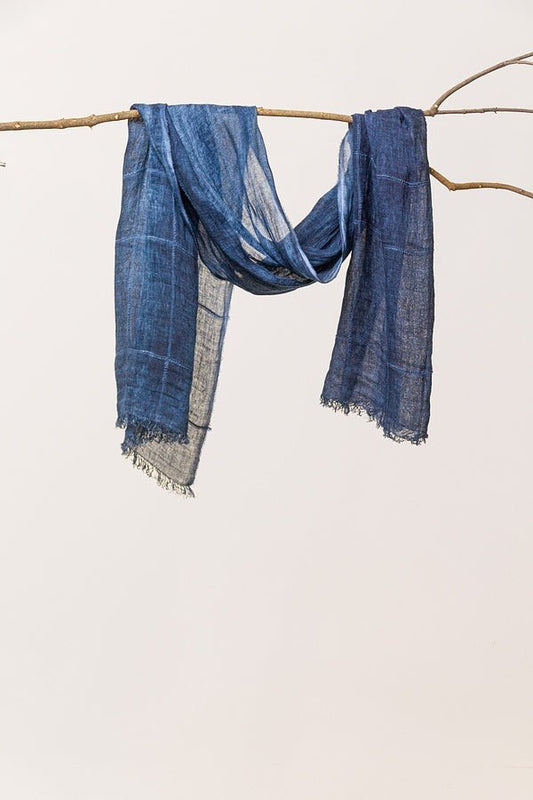 picture of Oska 606 Linen Scarf - Navy - Number Two - womens - fashion - clothing - Oska 1