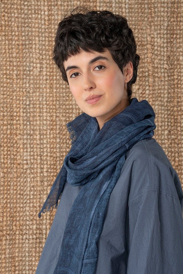 picture of Oska 606 Linen Scarf - Navy - Number Two - womens - fashion - clothing - Oska 2