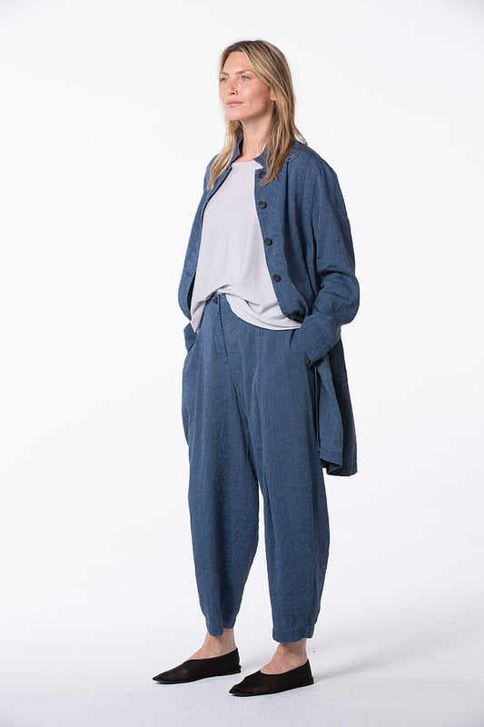 Oska 523 Trousers Wash Linen Cotton Herringbone Denim