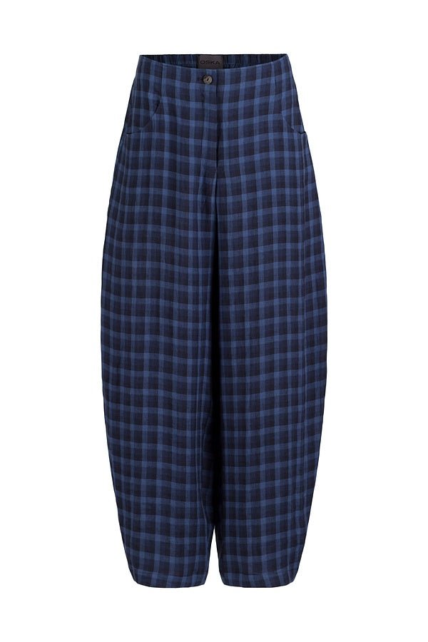 picture of Oska 635 Check Linen Trousers - Navy - Number Two - womens - fashion - clothing - Oska 2