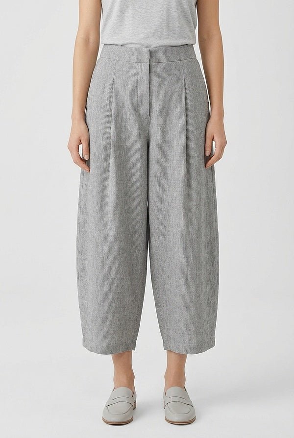 picture of Oska 643 Linen Pinstripe Trousers - Nettle - Number Two - womens - fashion - clothing - Oska 1