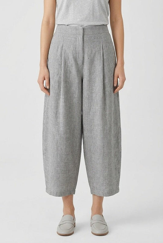 picture of Oska 643 Linen Pinstripe Trousers - Nettle - Number Two - womens - fashion - clothing - Oska 1