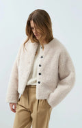 picture of Yaya Oversized Short Faux Fur Jacket - Bleached Sand Beige - Number Two - womens - fashion - clothing - Yaya 1