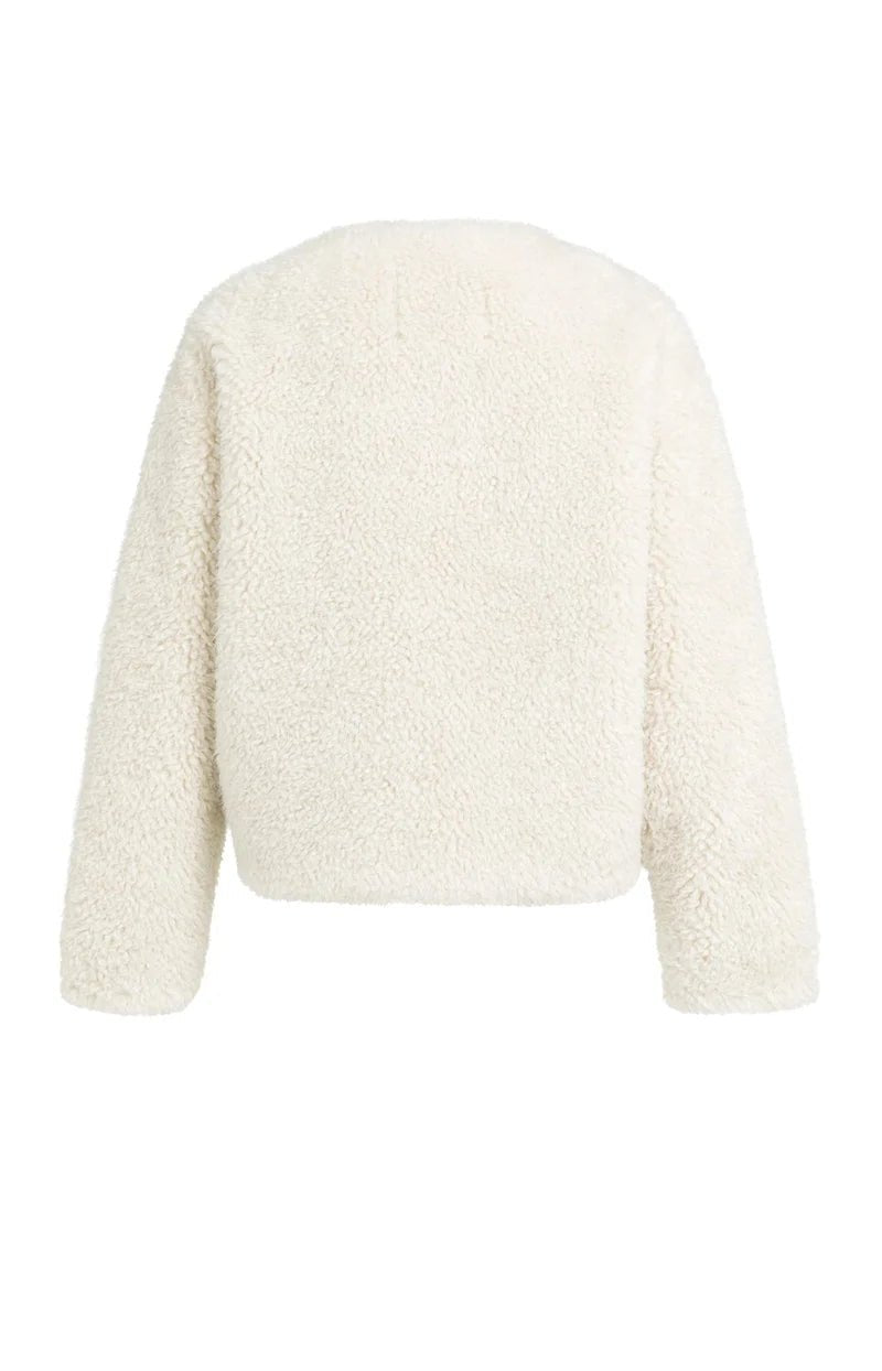 picture of Yaya Oversized Short Faux Fur Jacket - Bleached Sand Beige - Number Two - womens - fashion - clothing - Yaya 9