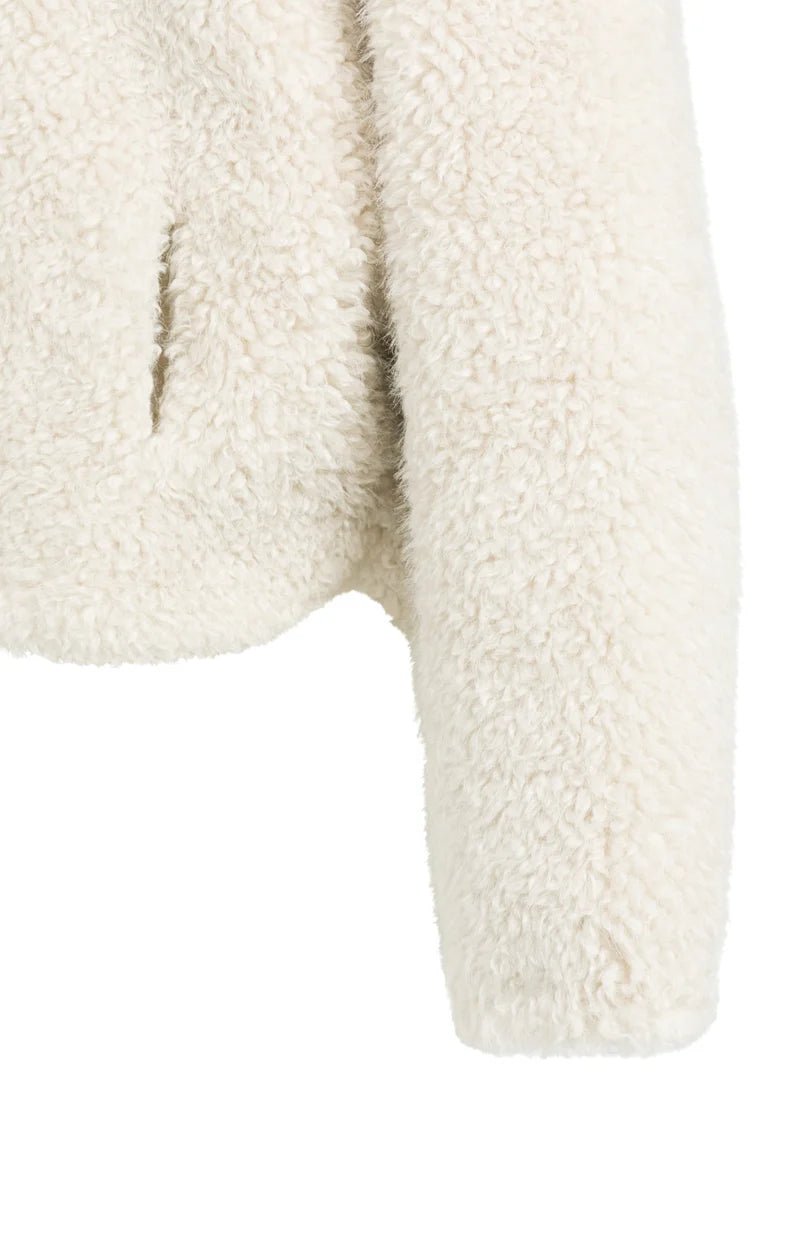 picture of Yaya Oversized Short Faux Fur Jacket - Bleached Sand Beige - Number Two - womens - fashion - clothing - Yaya 10
